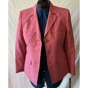 Kasper Petite Womens Skirt Suit Set Blazer Jacket Knee Length Pink 6P T4310041
